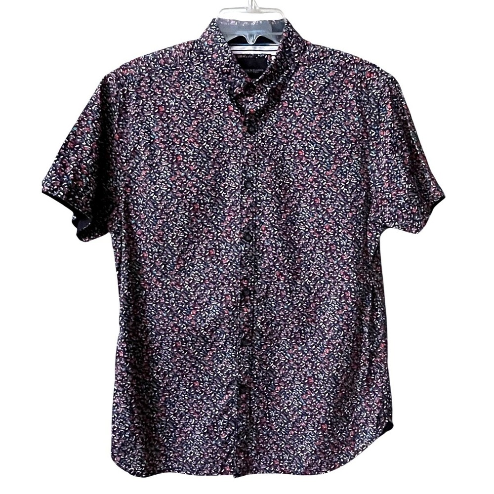 Denim & Flower Ricky Singh Floral Button Down Short Sleeve Shirt Mens Small